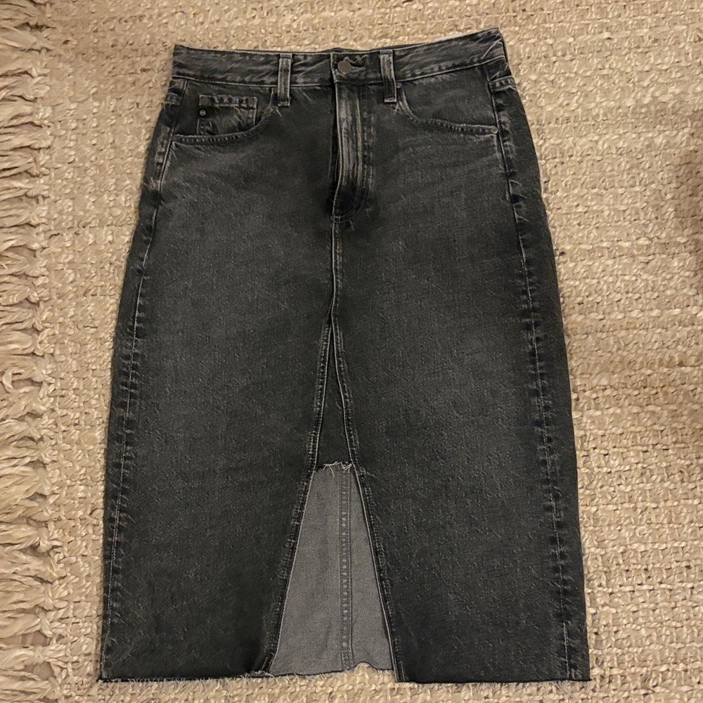 AG Adriano Goldschmied Haruko Vintage A-Line Denim Skirt in Black Gray